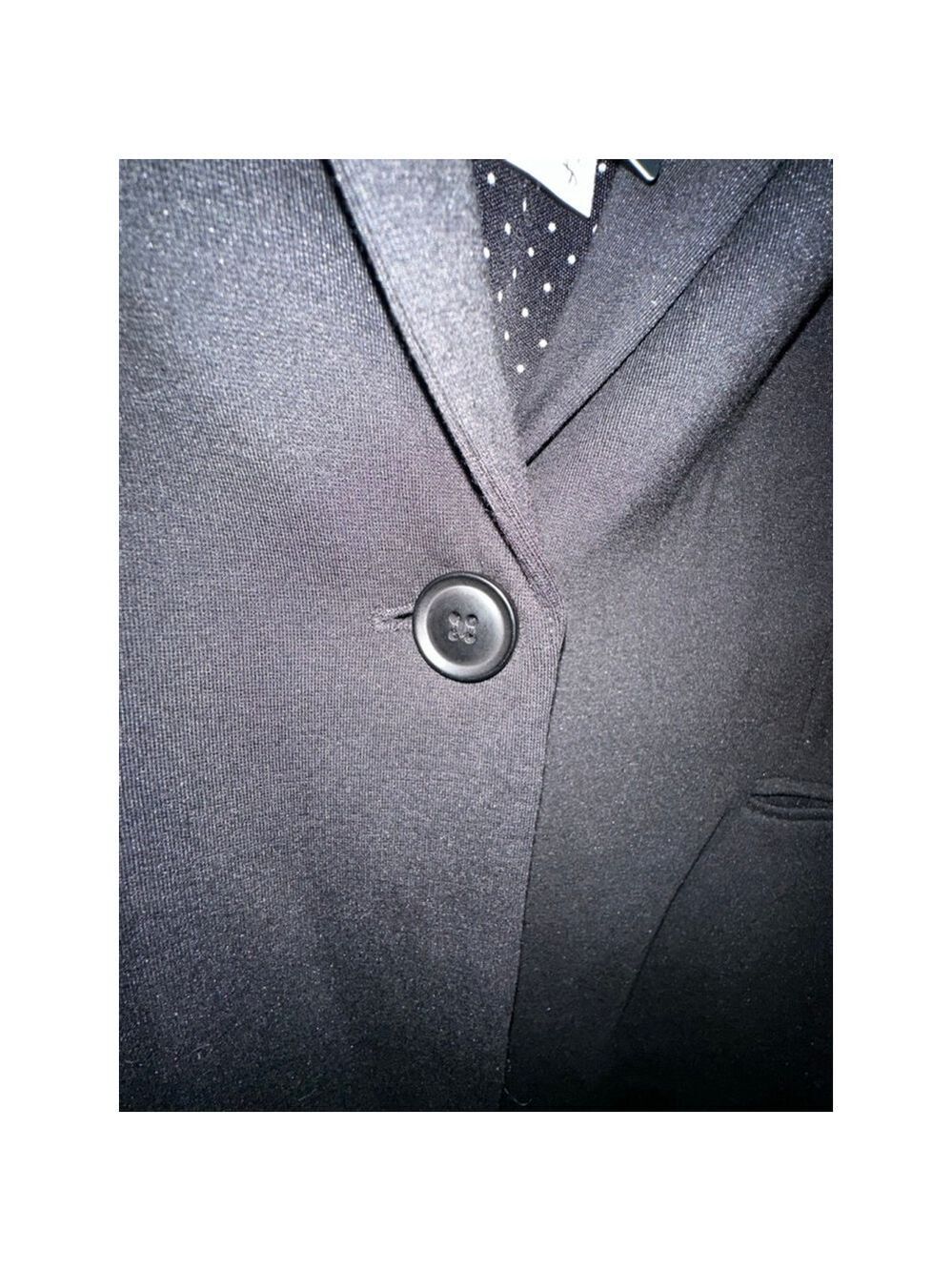 Adrianna Papell Black L Ponte Blazer Jacket with White Polka Dot Lining - Picture 4 of 9